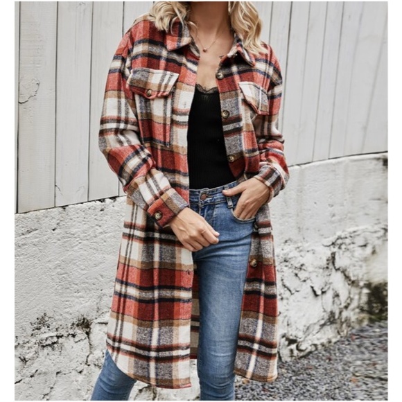 Bellanblue Jackets & Blazers - Comfy Plaid Buttonup Oversized Jacket Shacket